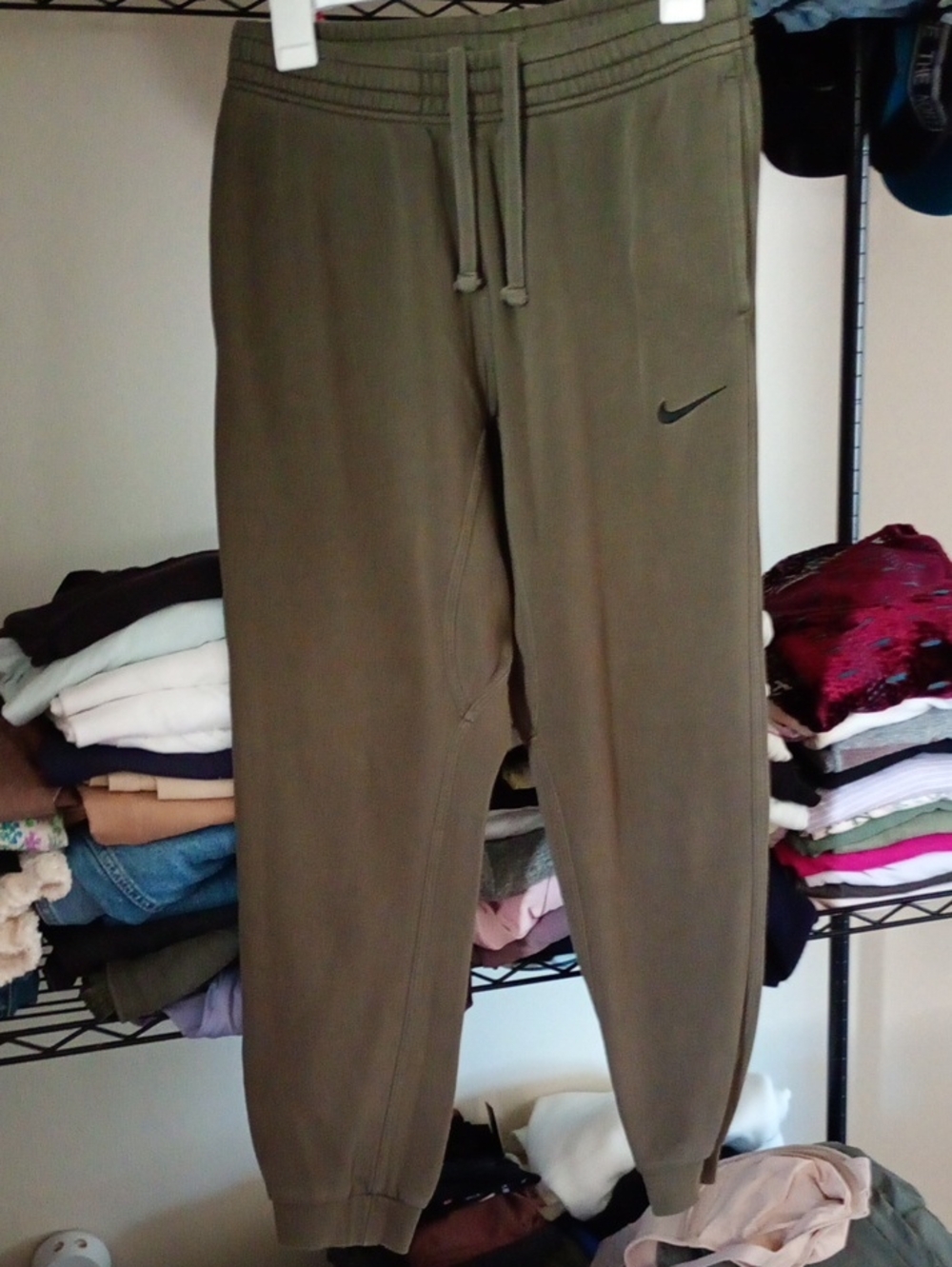 Nike Olive Green Jogger Sweatpants with Black Swoosh